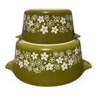 VTG PYREX 473 & 475   Spring Blossom Crazy Daisy Avocado Green 1 Small Lid