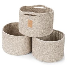 Small Rope Baskets for Storage, Baskets for Gifts Empty, Cute Round Brown-3PCS