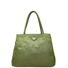Prada Triangle Logo Plate Tote Bag Green Nylon Women's PRADA GZl1cw1n