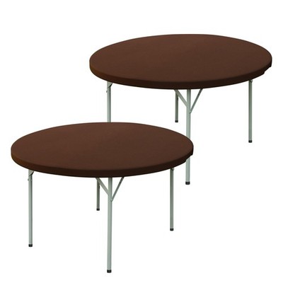 2 Pack Round Fitted Tablecloth 48 Inch Stretch Spandex Tables Cover Brown Was...