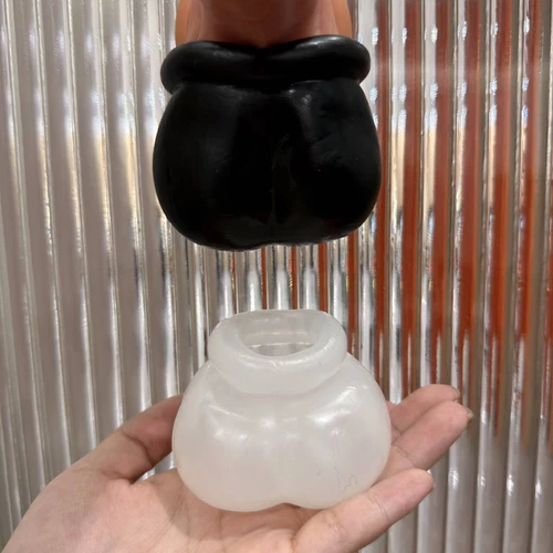 Silicone Chastity Cage Ball Bag Scrotal Restraints Testicles Stretcher for Male - Picture 23 of 35