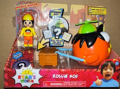 Ryans World Rollin  Moe, Moe Figure Spinning Hat Gift Set Toy- New