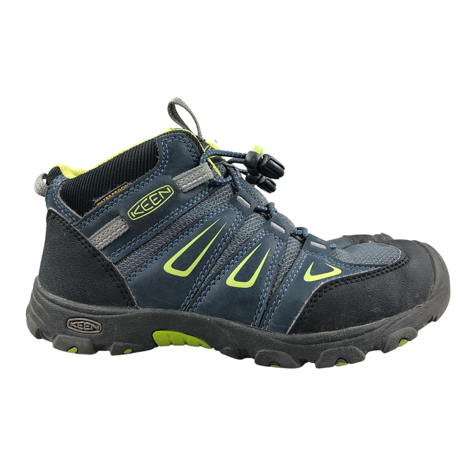 Stivali da trekking Keen Kids taglia 2 Oakridge Mid impermeabili WP blu nero in pelle
