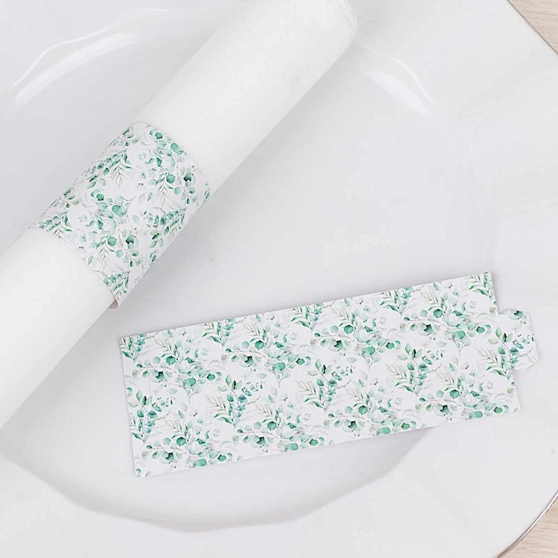 50 GREEN Floral Disposable Paper NAPKIN RINGS Wedding Party Gift Events - Image 2 of 4