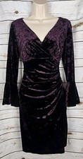 Ralph Lauren Purple Velvet Dress 6 Faux Wrap Bell Sleeve Whimsigoth Witchy Ruche