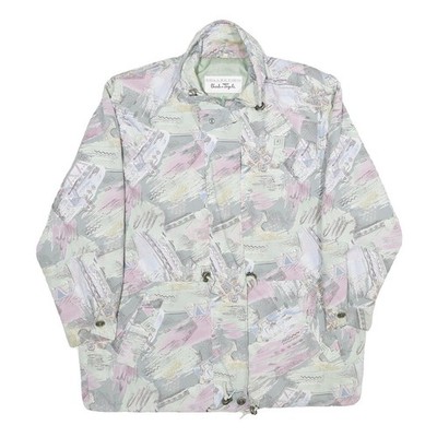 Charles Vogele Damen Jacke grau & rosa Print 2XL Polyester Reißverschluss Freizeit