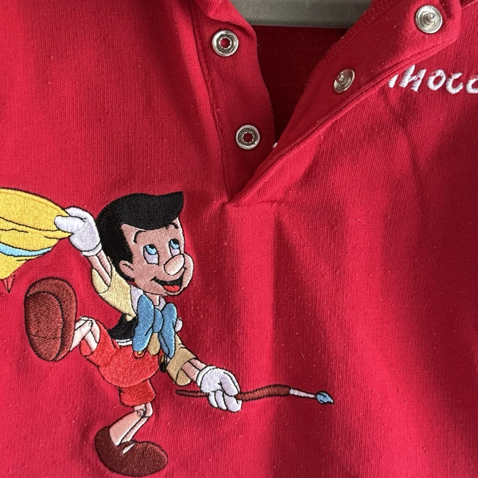 Vintage Pinocchio Polo Shirt 12 Month Disney Classic, Baby Toddler Character Red - Image 3 of 4
