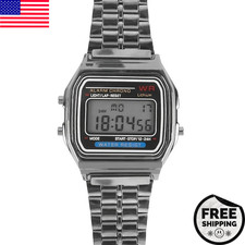 Water Proof Vintage Retro Digital Watch For Men  Women Alarm Stop Watch