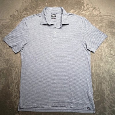 Faherty Movement Polo Mens L Blue Striped Reserve Cotton Stretch Short Sleeve