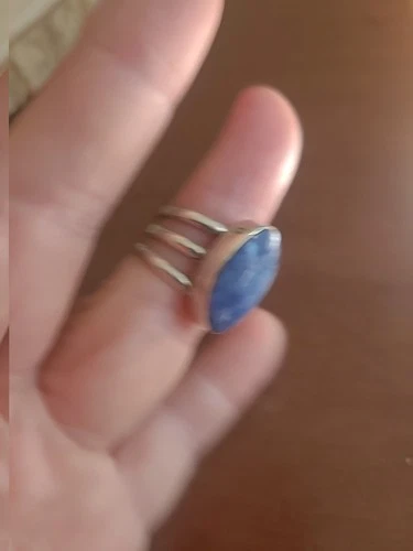 Vintage 950 Silver & Blue Agate Ring Size L