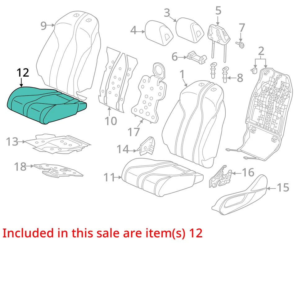 Fits 2019 - 2024 ACURA RDX Front LH Driver Seat Heated Lower Piece Only! OEM - Image 4 of 4