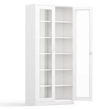 Office Display Cabinet Curio Cabinet Bookshelf Liquor Cabinet with Glass Doors