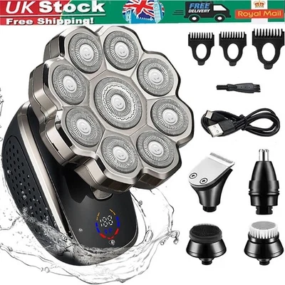 9D Electric Shaver 5 Head Razor Bald Beard Hair Skull Trimmer Beard Remover Men