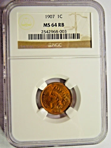 NGC MS 64 Red Brown 1907 Indian Head Cent