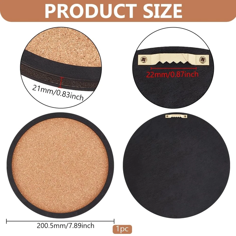 Flat Round Pin Board Cork Board, 7.87inch Bulletin Board Wall Mounted Display... - Image 2 of 4