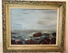 Vintage original M Rabinowitz expressive seascape coast nautical oil painting