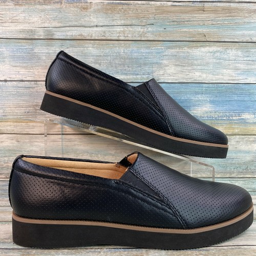 black wedge loafer shoes