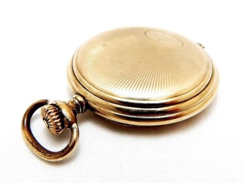 Pocket Watch LANCO Hunter Dial Porcelain Case Gold Plated 51mm 1920c Working - Picture 10 of 10
