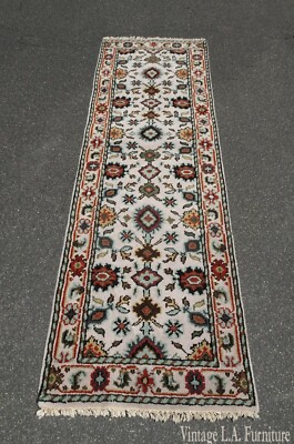 Vintage White Floral Handmade Rug Runner