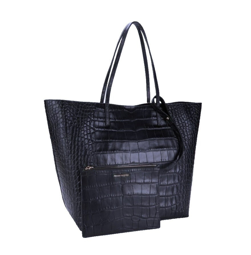 トートバッグ ALEXANDER MCQUEEN Black Leather Large Satchel Crossbody Bag Alexander McQueen Satchel/Top Handle Bag Large Bags