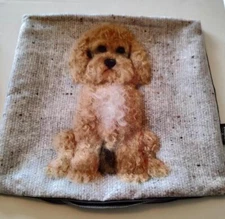 Cockapoo Dog Vegan Suede Cushion Cover ONLY No FILL Made in United Kingdom