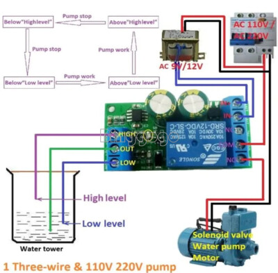 12V Water Level Automatic Controller Liquid Sensor Switch Solenoid Motor Pump DE