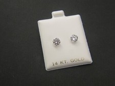 14K White Gold Stud Earrings 5mm Real 14k gold