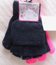 GIRLS 2 PACK MAGIC GLOVES - FLIP TOP MITTENS - ONE SIZE - NEW WITH TAG