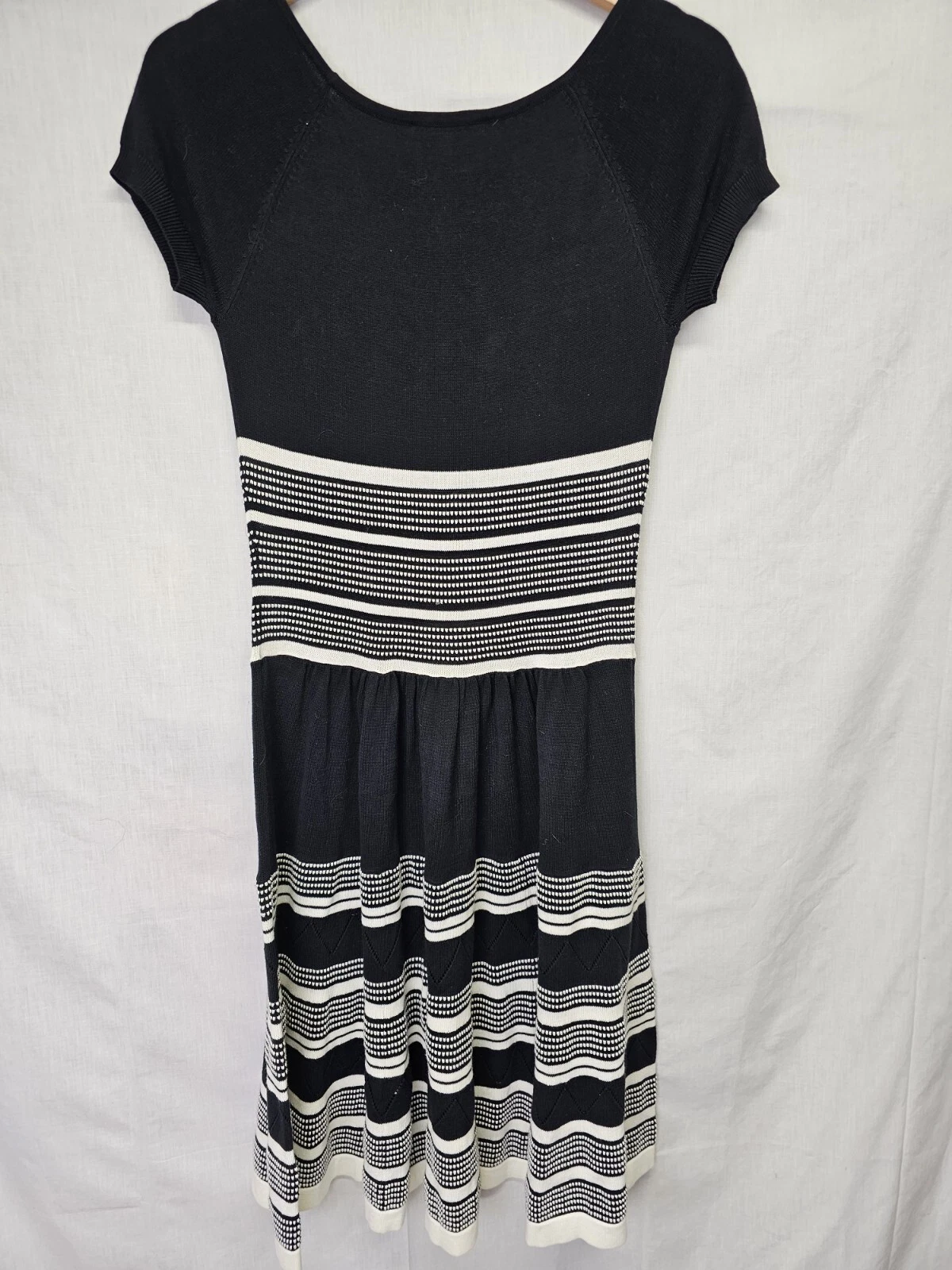 Abito Kate Spade taglia S bianco nero manica corta lavorato a maglia