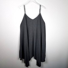 JUST LOVE Handkerchief Dress 2X Gray Midi Summer Classic Strappy V-Neck