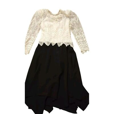 Y2K Cache Women's Dress Sz 7/8 Lace Vampy Witchy Whimsygoth Maxi Bridgerton