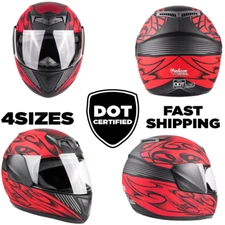 New Matte Red Kids Motorcycle Helmet Full Face Small Medium Large XL Youth DOT