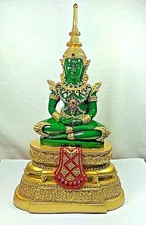 11.5" Bucha Statue Phra kaew morakot LEK NAMPHI Thai Buddha Amulet Talisman $$$