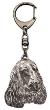 English Cocker Spaniel, Silver Plated Keychain