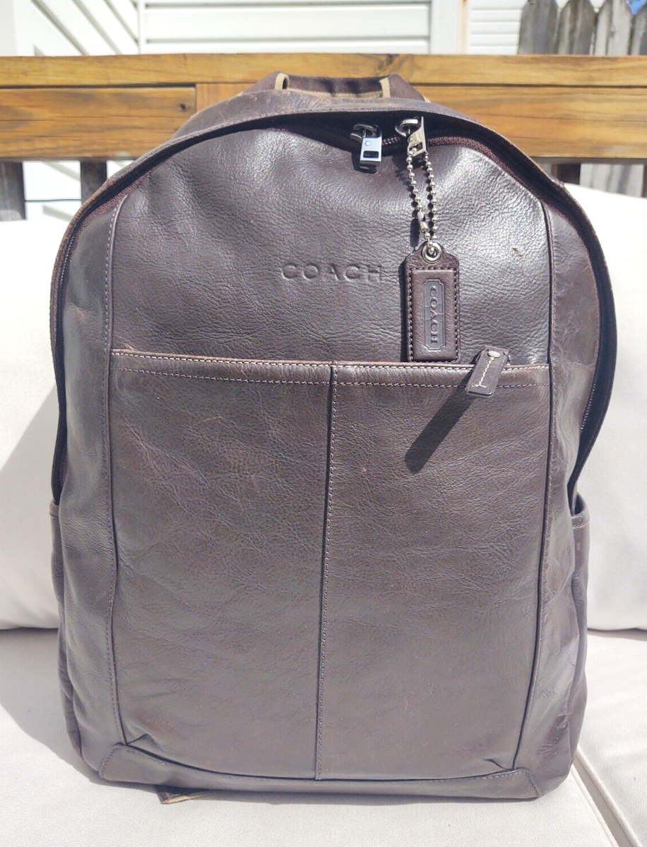 Coach Heritage Web Distressed Leather Cowhide Backpack Laptop Bag
