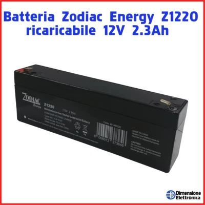 12V 2.3Ah Batteria al Piombo Ricaricabile ZODIAC ENERGY MELCHIONI Allarme Sirena