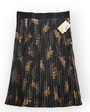 Lularoe Elegant Leaf Print 2XL Jill Pleated Skirt Accordion Pleats Gold Foil NEW