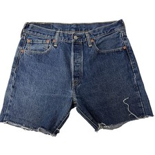 Vtg 90's Levi's 501 Men's Blue Jean CUT OFF Denim BUTTON FLY Work Chore Shorts