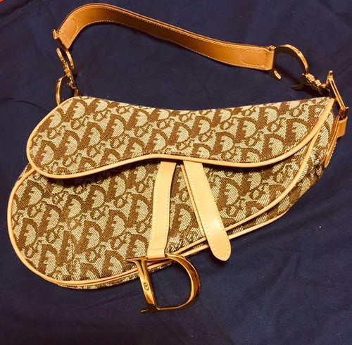 Christian DIOR Bisaccia Borsa a tracolla Oro Metallo i raccordi in Tela x  in pelle | eBay