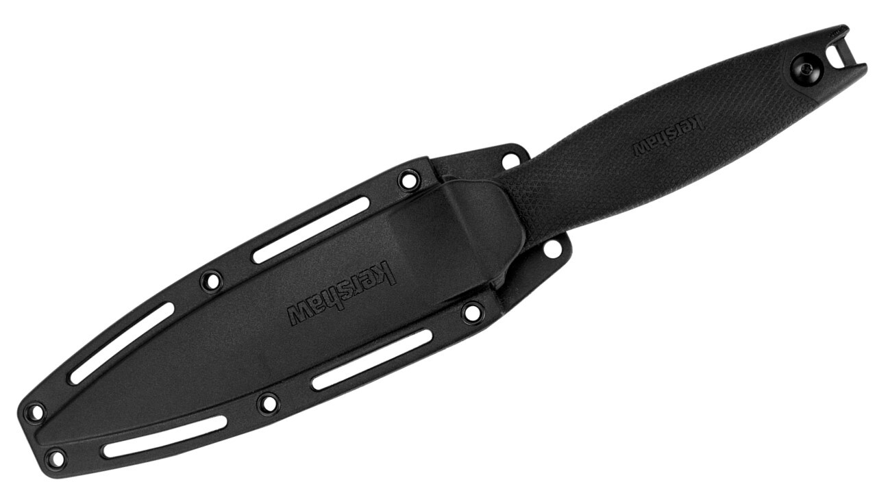Kershaw Secret Agent Black Fixed Spear Pt Blade Knife w/ Carry Sheath EDC 4007