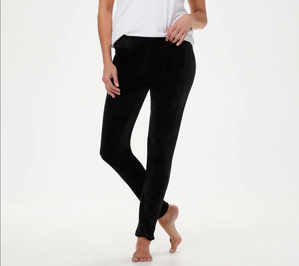 Cuddl Duds Double Plush Velour Leggings-Black-Medium A293100 NEW | eBay