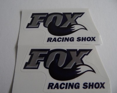 3.0/"x 1.75/" FOX racing shox dark blue on clear background die cut 2 stickers