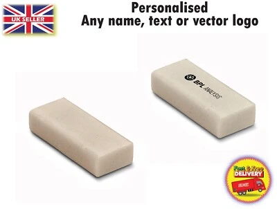 Personalised eraser rectangular any name brand text office any logo promotional