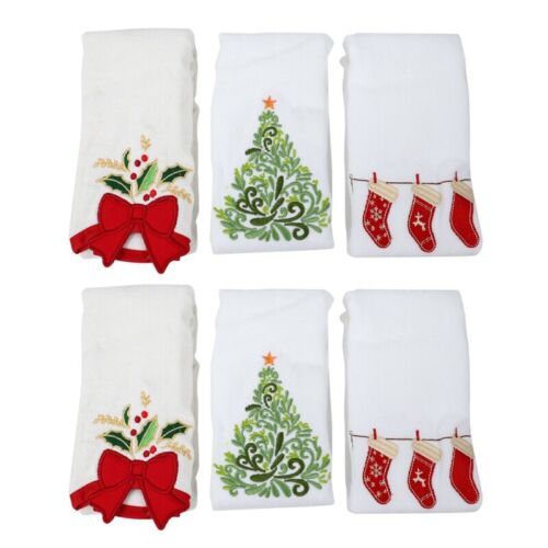 2X Weihnachtsserie Baumwolle Handtücher Weihnachtsglocken Weihnachtsbaum Strümpfe Handtuch - Bild 1 von 10