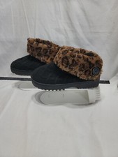 MukLuks Women's Meilani Black Leopard Print Slipper Booties Size 7/8
