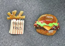 Lunch at the Ritz Cheeseburger and Fries Gold Tone Earring Pair