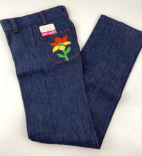 Just Girls Vintage Denim Jeans Flower Applique Size 8 Slim NWT