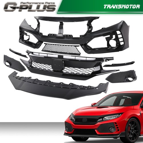 Type R Style Front Bumper Cover Kit Fit For 2016-2021 Honda Civic Sedan ...
