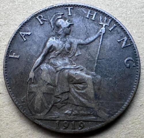 1919 UK Farthing Coin United Kingdom #W146