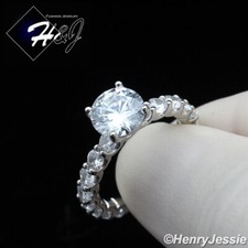 WOMEN 925 STERLING SILVER ICY BLING ROUND CUBIC ZIRCONIA ENGAGEMENT RING SR182